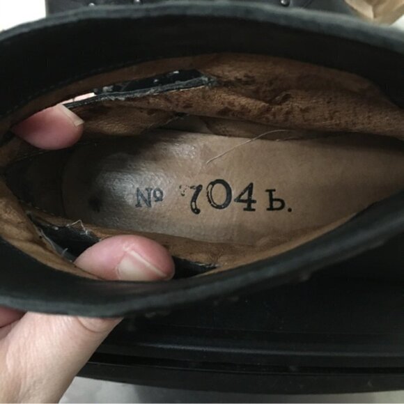 No. 704b Dana Ankle Boots Flat Black Cut-Out/Stud Trim Leather - Picture 9 of 11